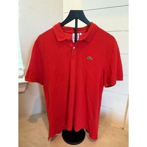 Lacoste L!VE‎ Red Polo Shirt Size 7 XL – Classic Crocodile Logo 100% Cotton